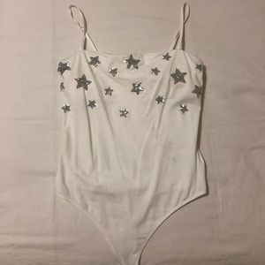 White Sequin Star Bodysuit